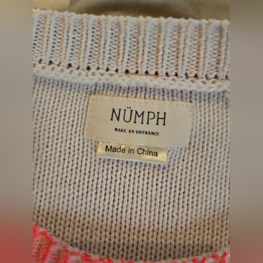 Anthropologie Nümph | Cable Knit Sweater in Fluorescent Coral, Size S - Picture 4 of 8